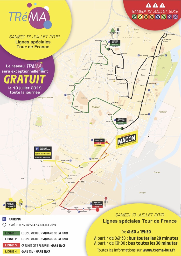 Horaires Des Lignes Des Bus Tréma Mâcon Mâcon Infos - Le Web Journal du Mâconnais - REGION DE MÂCON : Tous les  horaires des lignes spéciales Tour de France samedi, gratuites toute la  journée !